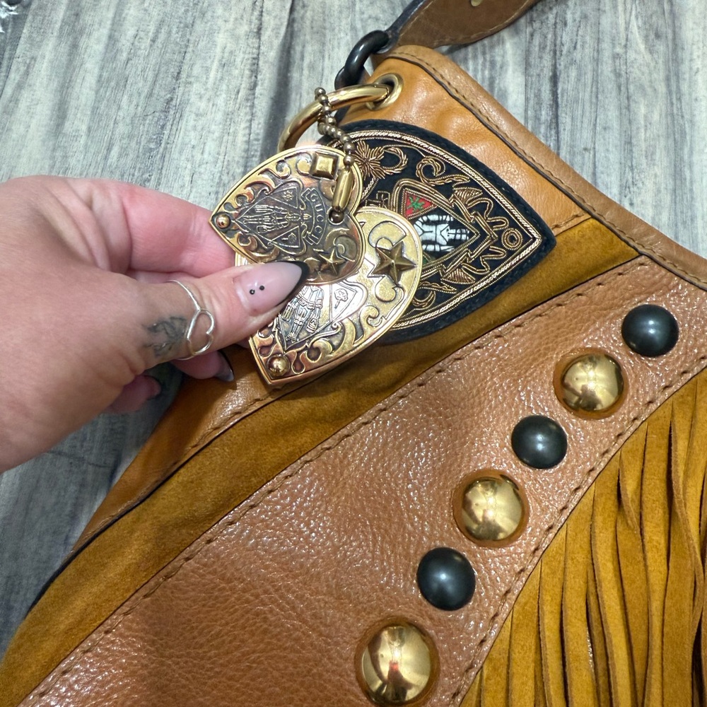 Gucci babouska studded Leather Fringe hobo 2 way bag guccisima vintage Y2K - Picture 6 of 15
